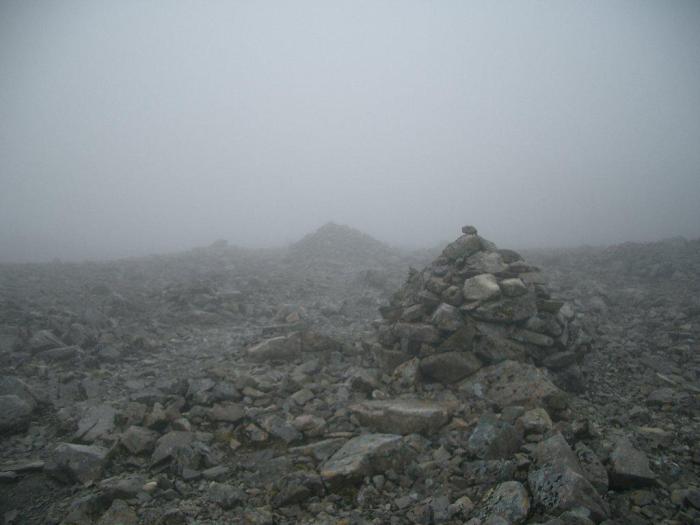 Crossing the summit plateau in poor visibility