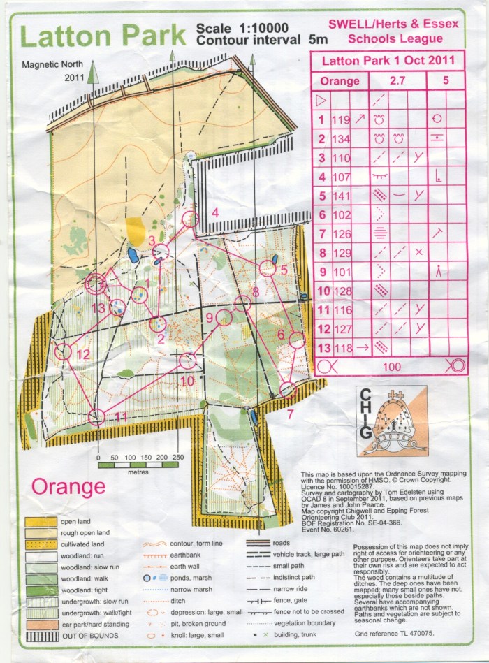 Orienteering course 1 October 2011