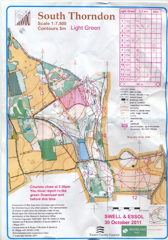 Orienteering Course 30 October 2011