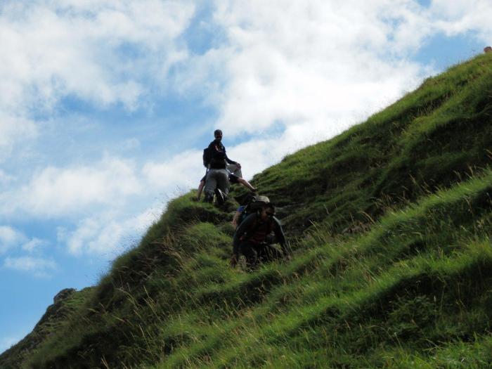 The tricky descent begins