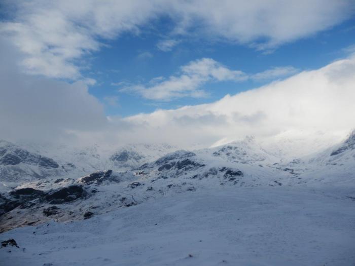The Scafells appear and some rare blue sky