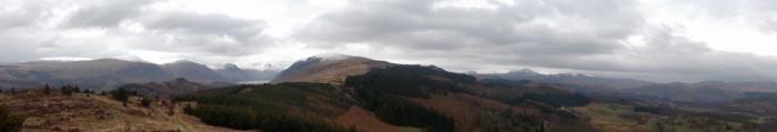 Panorama from Wasdale around to Green Crag. Taken from Irton Pike