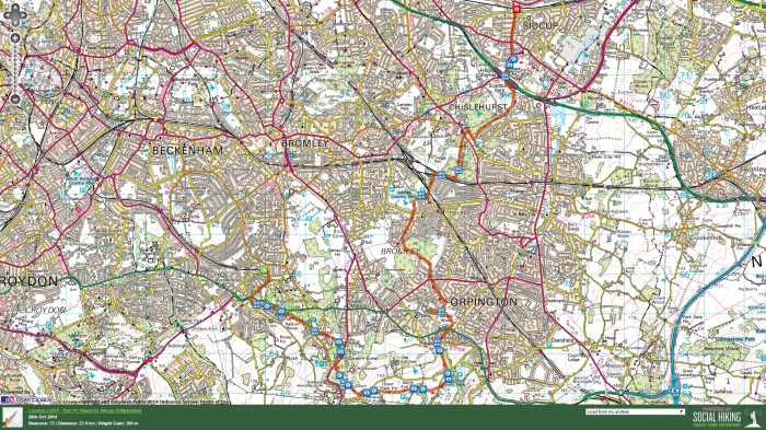 The route (clicking on image takes you to zoomable map on Social Hiking)