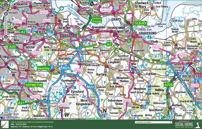 Click on map to view zoomable map in Social Hiking