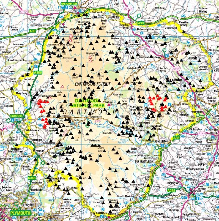 Tors and rocks bagged in red, unbagged in black