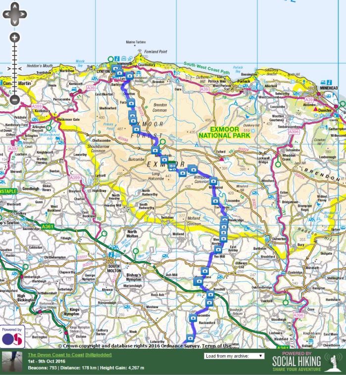 Click on map to explore in Social Hiking