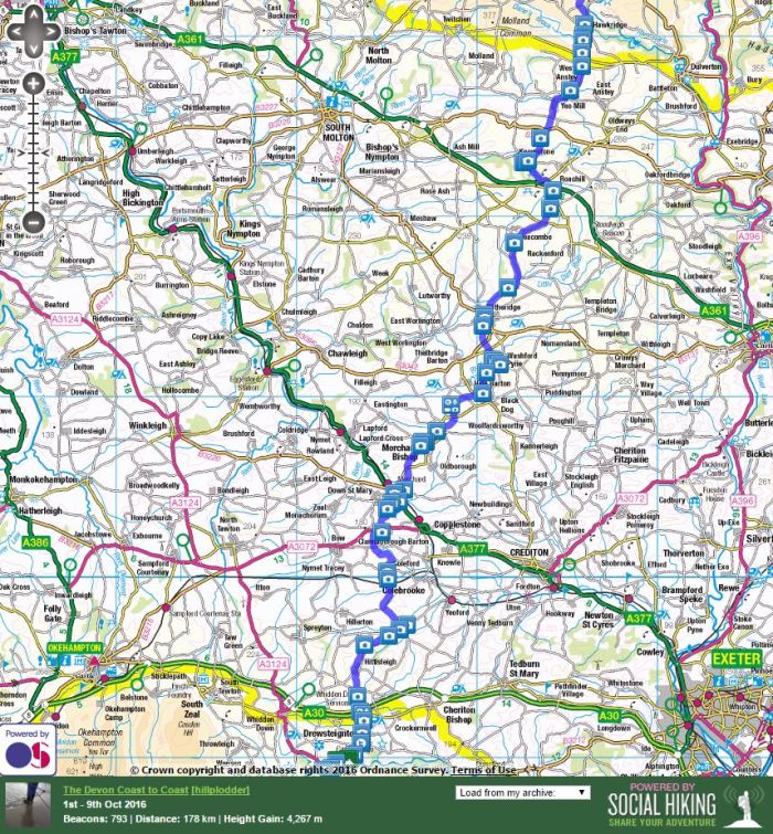 Click on the map to explore in Social Hiking